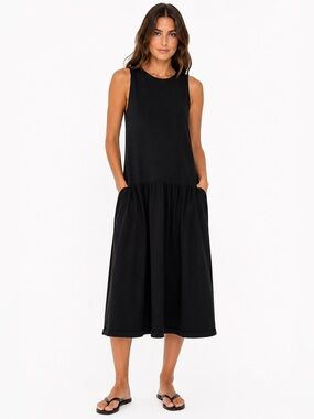 Wishlist Black Sleeveless Midi Drop-Waist Dress